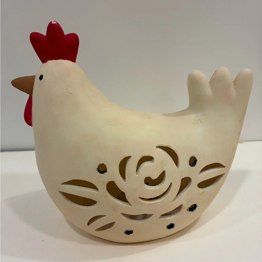 Easter Chicken Light W/Floral Cut Out light inside is YES included Kitsch Decor